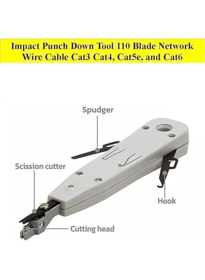 Salab Professional Punch Down Tool for RJ45/RJ11 Cat5e/Cat6 Network & Telecom Cables with Impact Terminal Insertion, Wire Stripper Combo, for Ethernet & Telephone Socket - Image 4
